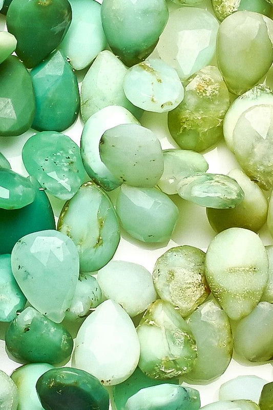 Opal Shaded Green Pear Faceted Natural Beads