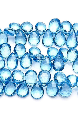 Crystal Quartz Blue Pear Faceted Mystic Coating Beads