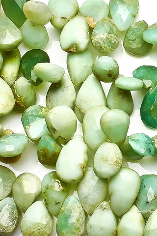 Chrysoprase Green Shaded Pear Faceted Natural Beads