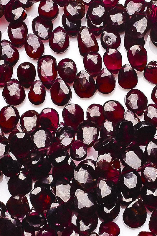 Garnet Dark Red Pear Faceted Natural Beads