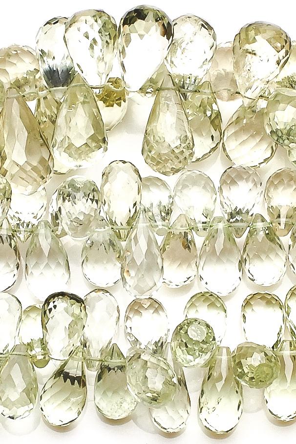 Green Amethyst Light Green Drop Faceted Natural Beads