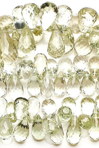 Green Amethyst Light Green Drop Faceted Natural Beads