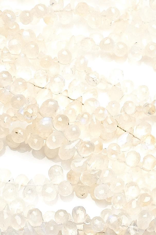 Moonstone White Drop Faceted Natural Beads