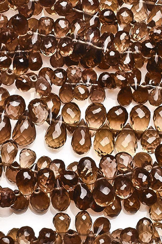 Smoky Quartz Brown Drop Faceted Natural Beads