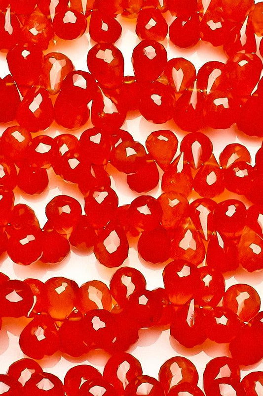 Carnelian Orange Drop Faceted Natural Beads