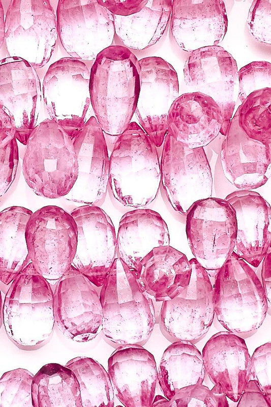 Crystal Quartz Pink Drop Faceted Coating Beads