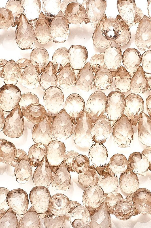 Crystal Quartz Pink Drop Faceted Coating Beads