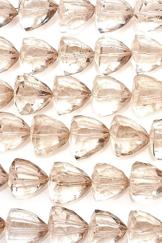 Crystal Quartz Light Brown Pyramid Faceted Coated Beads