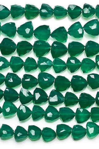 Green Onyx Dark Green Trillion Faceted Natural Beads