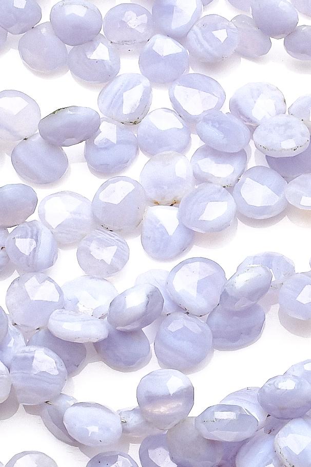 Chalcedony Blue Heart Faceted Natural Beads