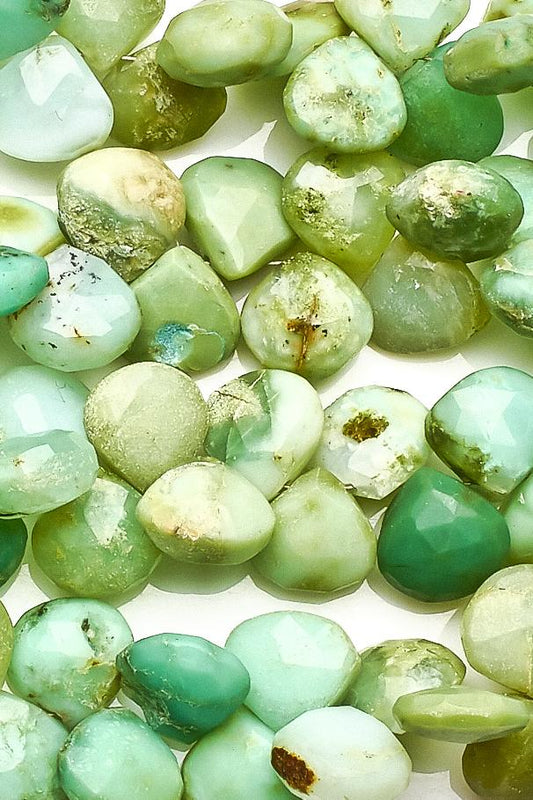 Chrysoprase Green Heart Faceted Natural Beads