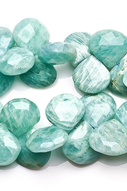 Amazonite Green Heart Faceted 7- 8 MM Natural Heart Shape Beads For Jewelry Craft