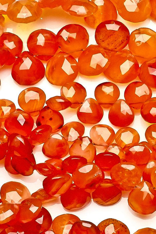 Carnelian Orange Heart Faceted Natural Beads