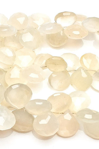 Moonstone White Heart Faceted Natural Beads