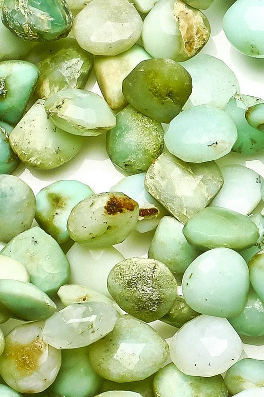 Opal Shaded Green Heart Faceted Natural Beads