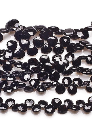 Black Spinel Black Heart Faceted Natural Beads