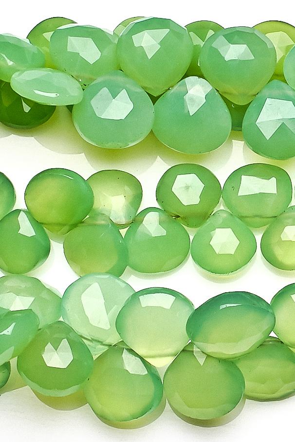 Chrysoprase  Green Heart Faceted Natural Beads