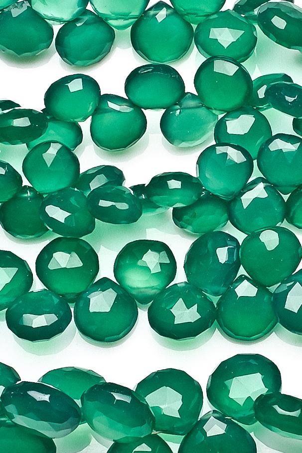 Green Onyx Dark Green Heart Faceted Natural Beads