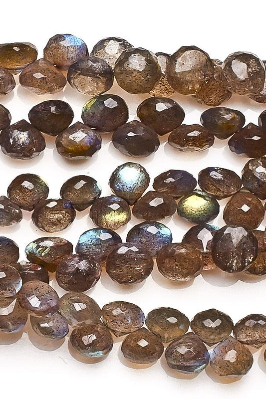 Labradorite Grey Onion Faceted Natural Beads