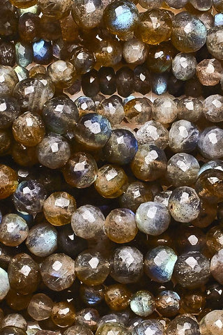 Labradorite Grey Round Faceted Natural Beads