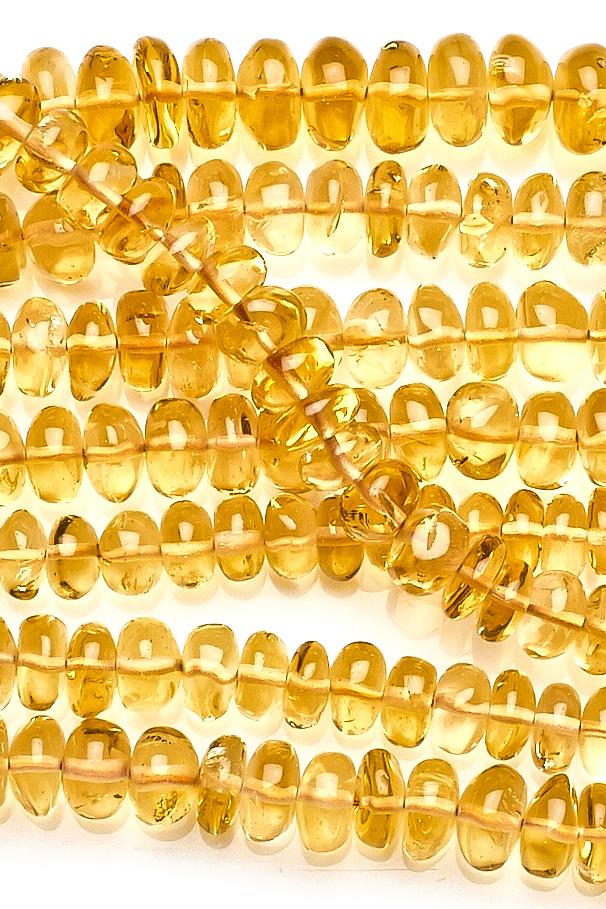 Citrine Yellow Rondelle Smooth Natural Beads