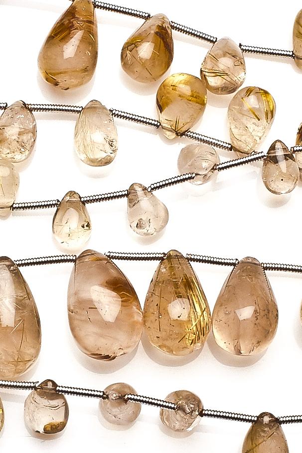 Golden Rutile Shaded Yellow Drop Smooth Natural Beads