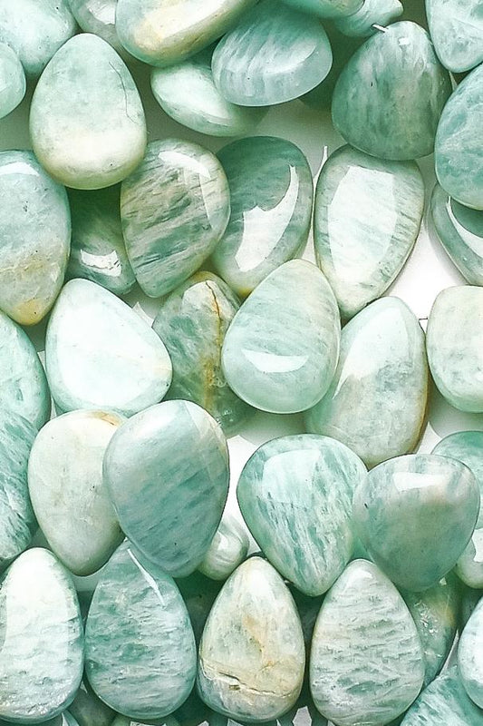 Amazonite Green Pear Smooth Natural Beads