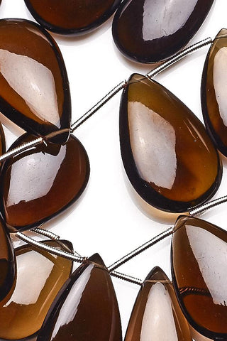 Smoky Quartz Brown Pear Smooth Natural Beads