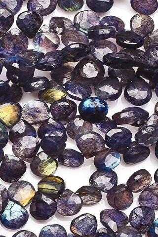 Labradorite Blue Heart Faceted Heat Treated Beads