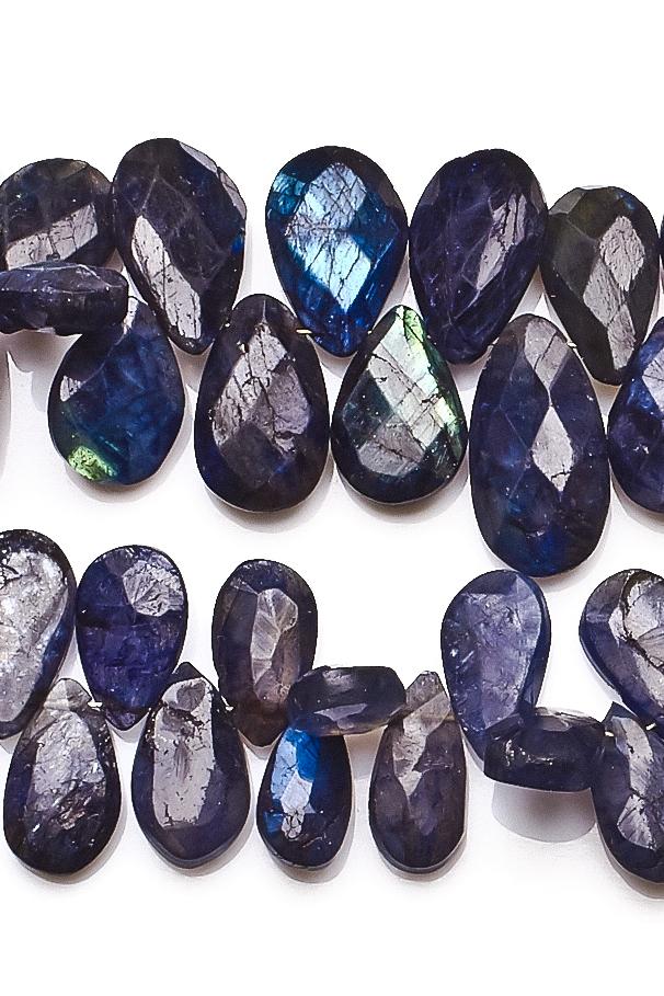 Labradorite Blue Pear Faceted Heat Treated Beads