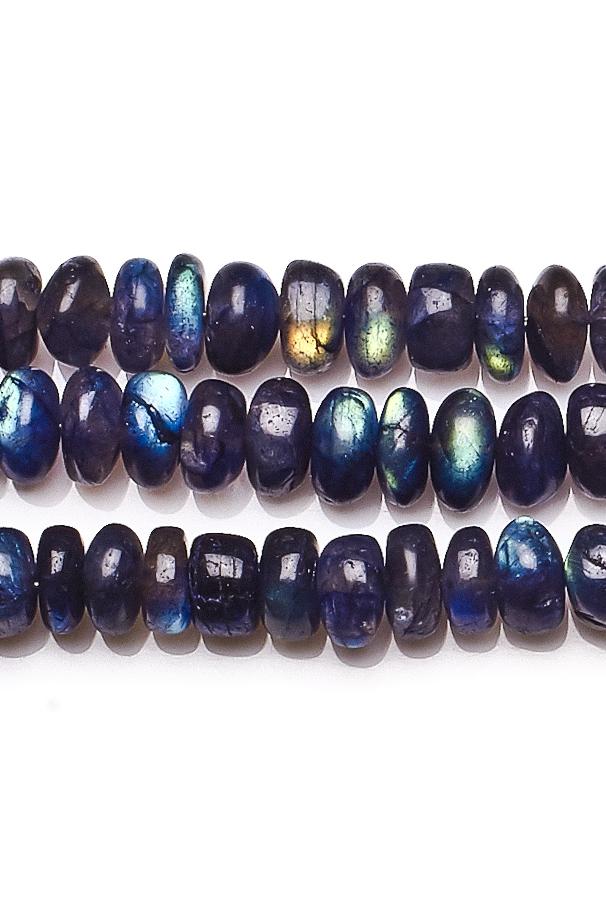 Labradorite Blue Rondelle Smooth Heat Treated Beads