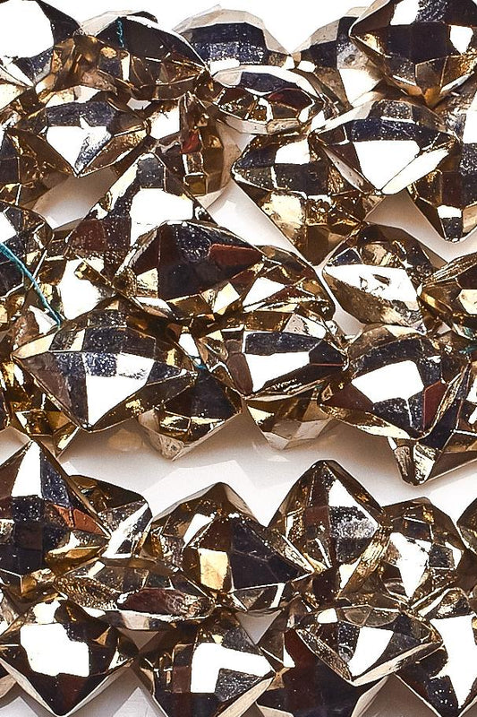 Pyrite Silver Rounded Square Faceted Coating Beads