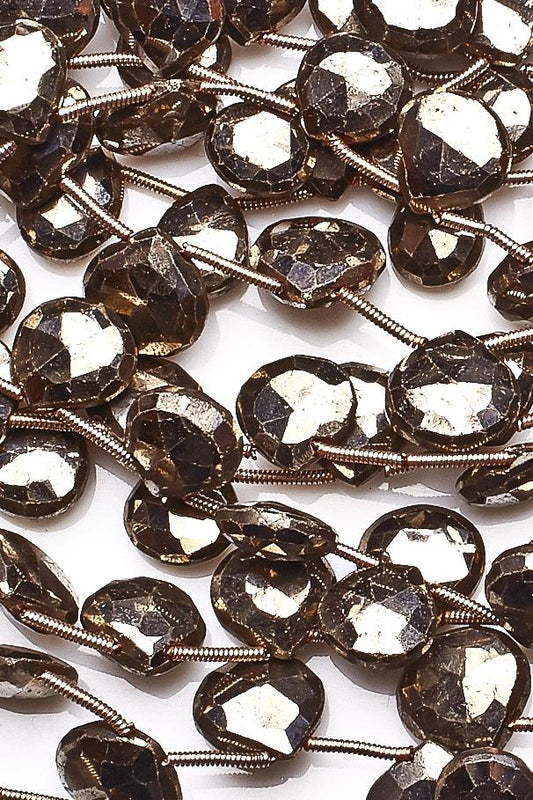 Pyrite Silver Heart Faceted Coating Beads