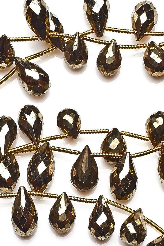 Pyrite Gold Heart Faceted Natural Beads