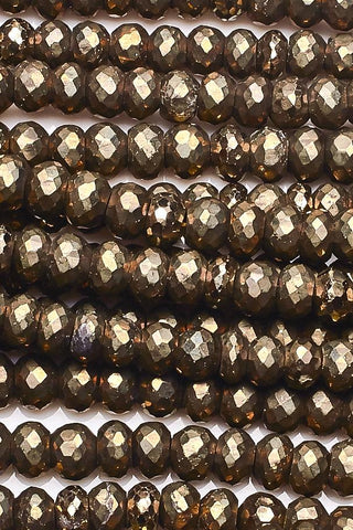 Pyrite Gold Round Faceted Natural Beads