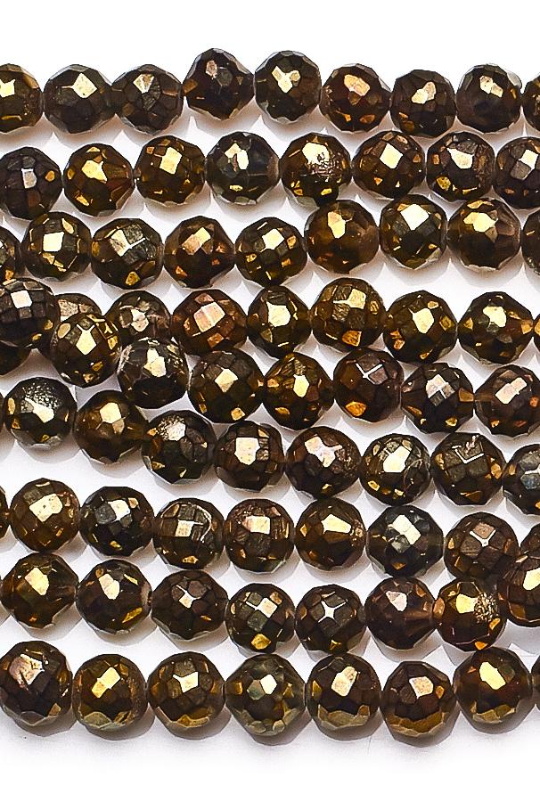 Pyrite Gold Coin Faceted Natural Beads