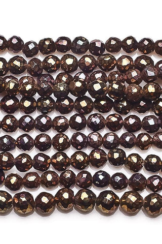 Pyrite Golden Round Faceted Coating Beads