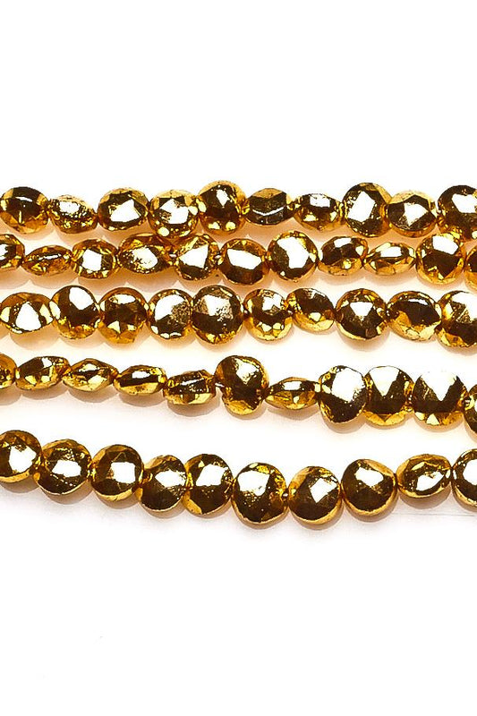 Pyrite Gold Coin Faceted Coating Beads