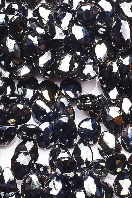 Black Spinel  Shine Pear Faceted Coating Beads