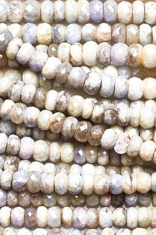 Silverite White Rondelle Faceted Mystic Coating Beads