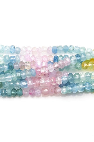 Aquamarine Multi Rondelle Faceted Dyed Beads