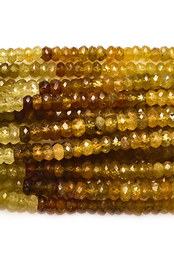 Grossular Garnet Green Rondelle Faceted Natural Beads