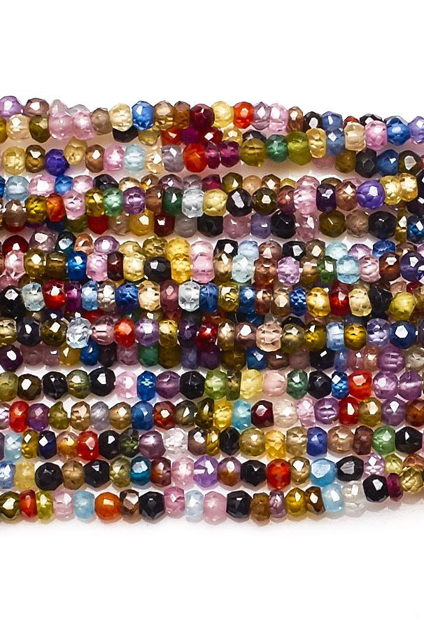 Cubic Zircon Multi Rondelle Faceted Manmade Beads