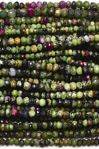 Ruby Zoisite Green Rondelle Faceted Natural Beads