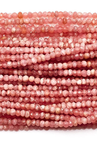 Rhodochrosite Pink Rondelle Faceted Natural Beads