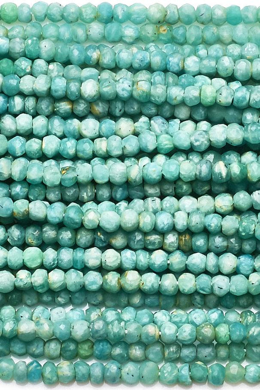 Amazonite Blue Rondelle Faceted Natural Beads