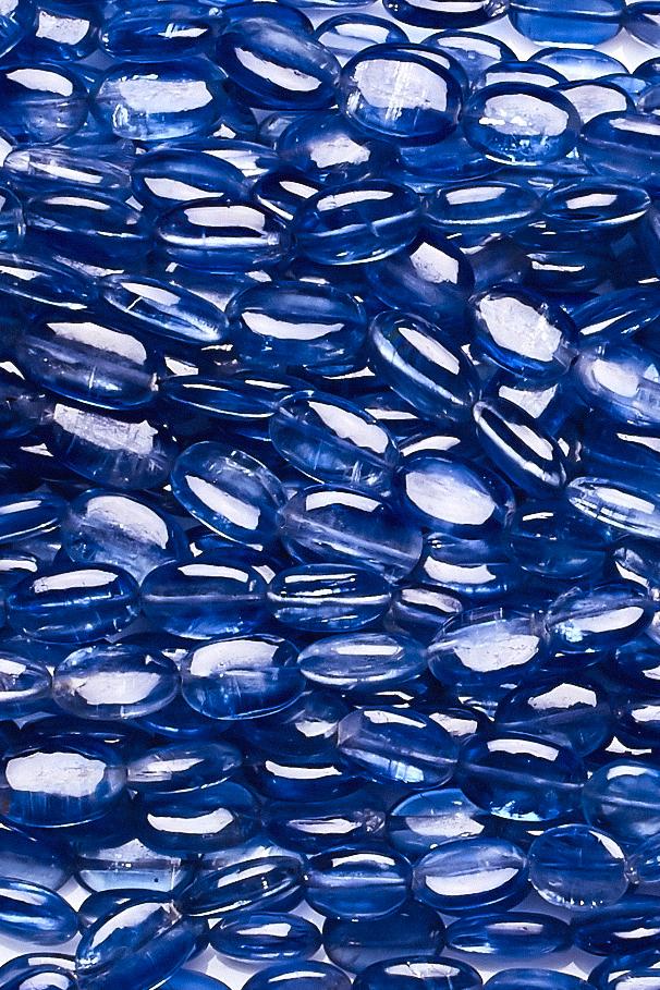 Kynite Blue Oval Smooth Natural Beads