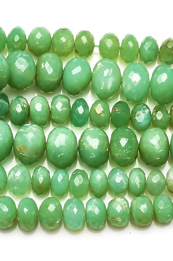 Chrysoprase Green Rondelle Faceted Natural Beads