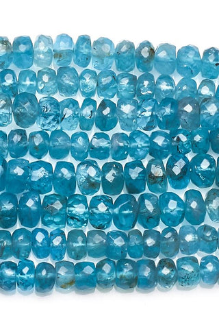 Apatite Blue Rondelle Faceted Natural Beads