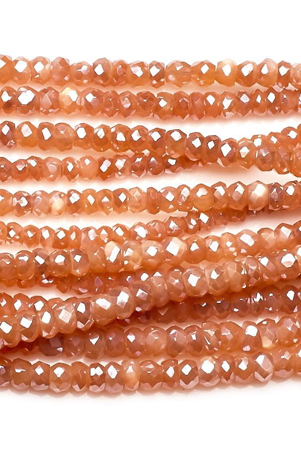 Moonstone Orange Rondelle Faceted Natural Beads